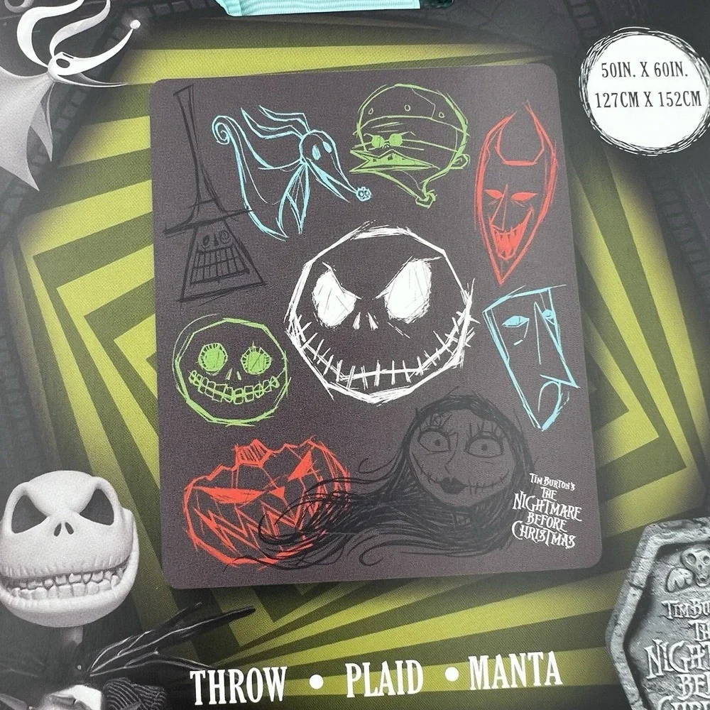 NEW Disney Parks The Nightmare Before Christmas Throw Blanket‎ 30th Anniversary